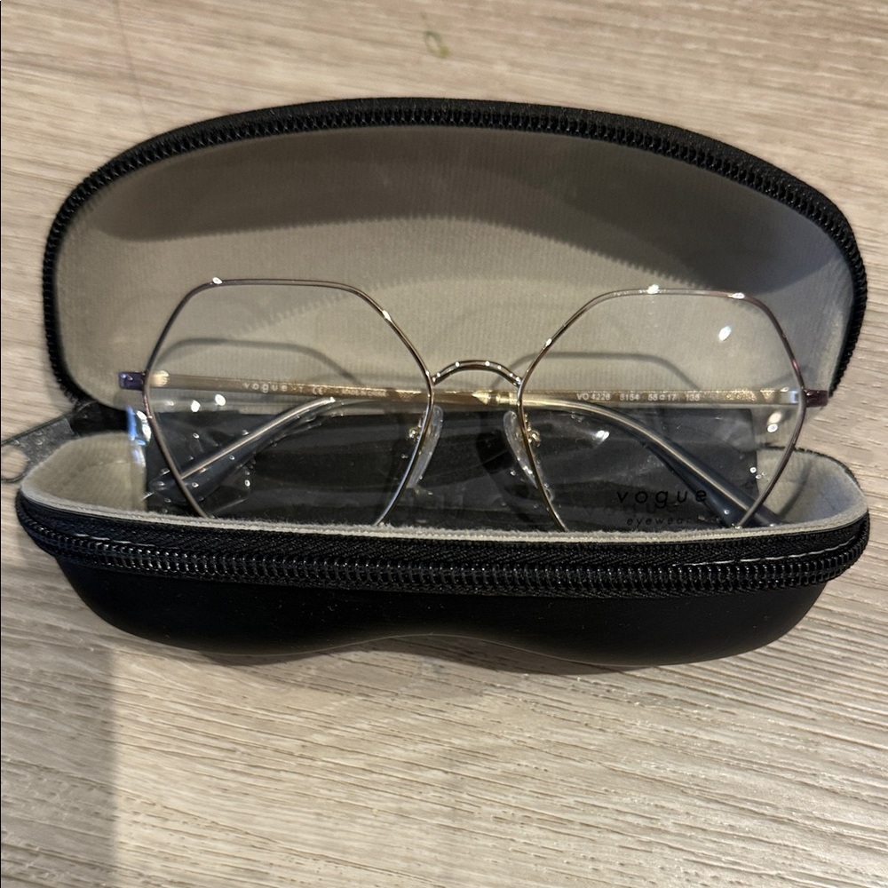 Vogue Gold and Black Eyeglasses with Case